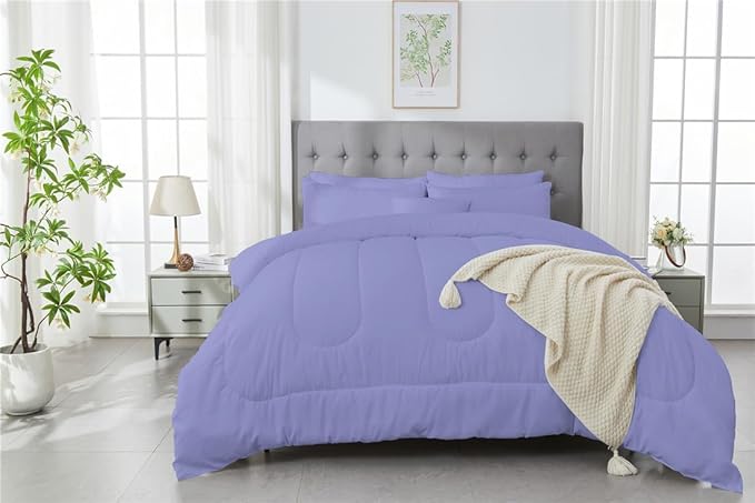 3 Piece Solid Color All Season Bedding Comforter Set Microfiber Soft Lightweight Bedding Set for Kids Teens Adults Room Decor with 1 Comforter and 2 Pillowcases Twin