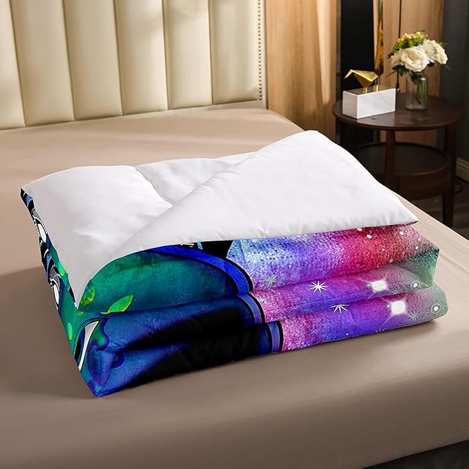 Trippy Alien Comforter Set Queen Galaxy Hippie Bedding Set for Kids Boys Teens Trippy Room Decor, Outer Space Solar System Duvet Sets Boho Psychedelic Tie Dye Down Comforter with 2 Pillow Cases