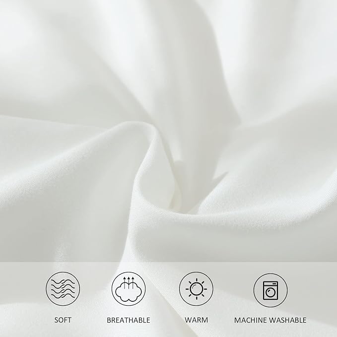 White Comforter King Size, Aesthetic Modern Bedding Set for Women/Men, Cute Soft & Lightweight Chic Microfiber Bed Sets, 3 pcs-1 Comforter & 2 Pillowcases (104x90 Inches)