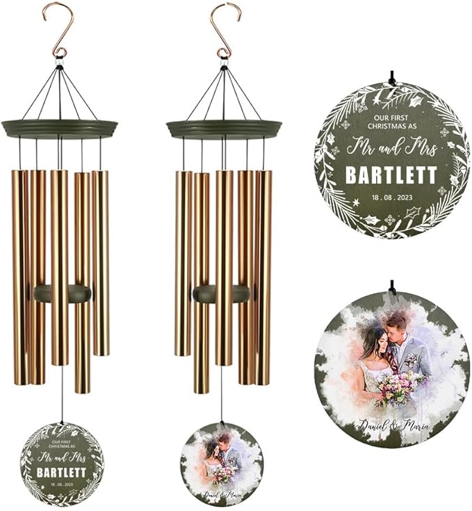 ASTARIN Personalized 20th 50th Anniversary Wind Chime, Happy Anniversary Wedding Valentine's Day Gift for Wife Husband Men Women Sister, Golden Anniversary Keepsake Decorations for Parents Couples