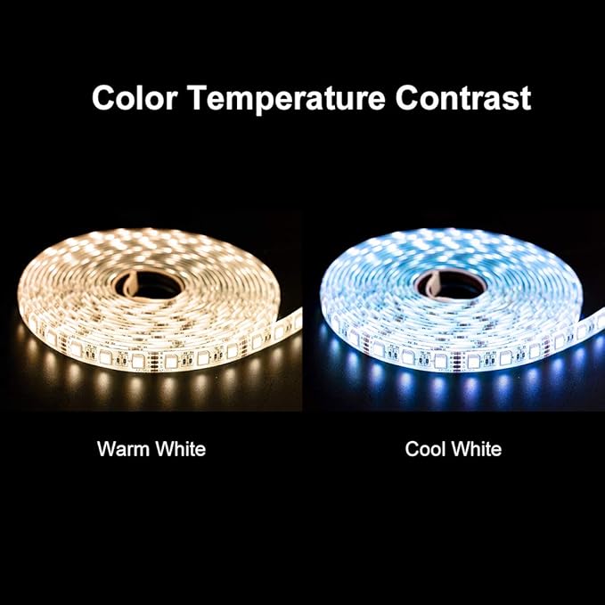 BTF-LIGHTING 5050 RGBW RGB+Warm White(2700K-3000K) 4 Colors in 1 LED Tape Light DC12V 5m 16.4ft 60LED/m Multi-Colored IP65 White 12mm PCB for Bedroom Kitchen Home Decoration(No Adapter or Controller)