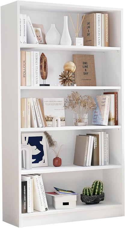 Farini 5 shelf boockase Display Bookcase Freestanding Wooden Bookshelves for Home Office Living Room,60 Inch Height,White