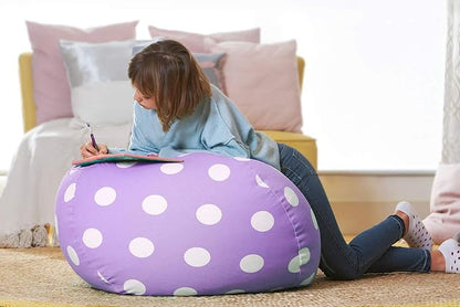 Aubliss Stuffed Animal Bean Bag Storage Chair, Beanbag Covers Only for Organizing Plush Toys, Turns into Bean Bag Seat for Kids When Filled, X-Large 48"-Canvas Dot Light Purple