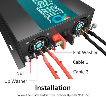 WZRELB 3000W 12V 120V Pure Sine Wave Solar Power Inverter Homeuse DC to AC System