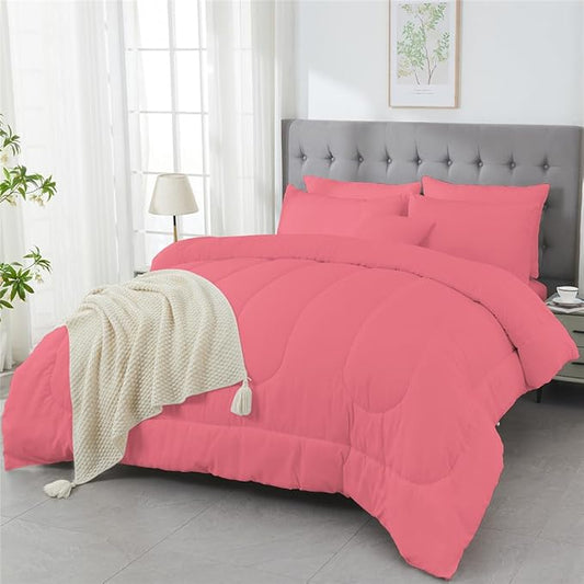 3 Piece Solid Color All Season Bedding Comforter Set Microfiber Soft Lightweight Bedding Set for Kids Teens Adults Room Decor with 1 Comforter and 2 Pillowcases Full