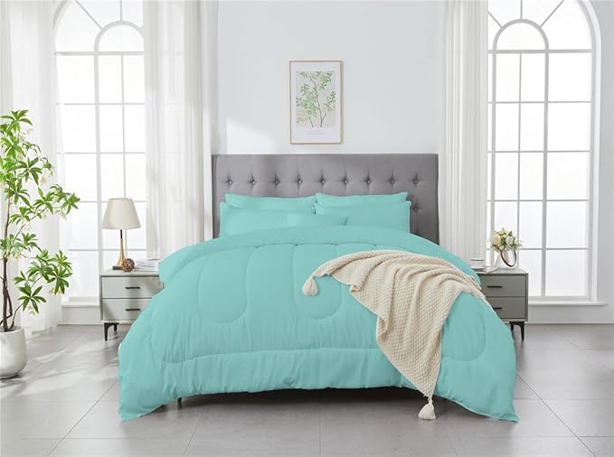 3 Piece Solid Color All Season Bedding Comforter Set Microfiber Soft Lightweight Bedding Set for Kids Teens Adults Room Decor with 1 Comforter and 2 Pillowcases King