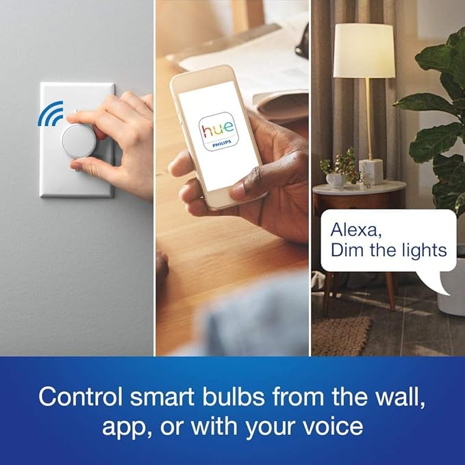 Lutron Aurora Smart Bulb Dimmer Switch with Screwdriver | for Philips Hue Smart Bulbs | Z3-1BRL-WH-L0-A | White