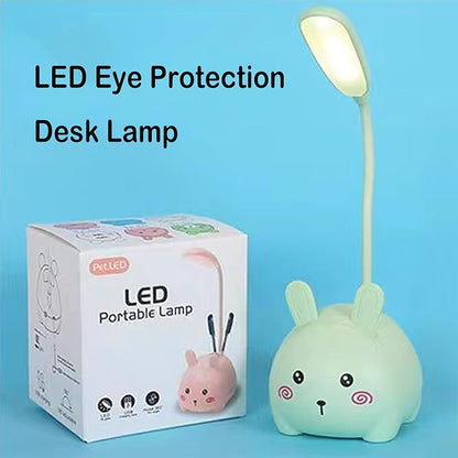 Cute LED Desk Lamp, LED Eye Protection Desk Lamp, Mini Rabbit Lamp, Portable LED Table Light, Foldable Kids Night Light for Bedroom, Living Room, Studing Room (Green)