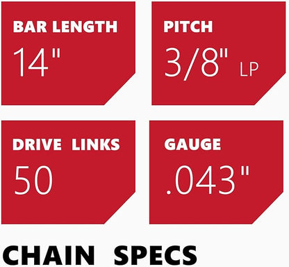KAKEI Stihl Chainsaw Chain 14 Inch 3/8" LP Pitch .043" Gauge 50 Drive Links- 61PMM3 50 Fits STIHL MS170, MS180C, MS193T, MS194T - 36100050050, R50 (3 Chains) - Semi Chisel