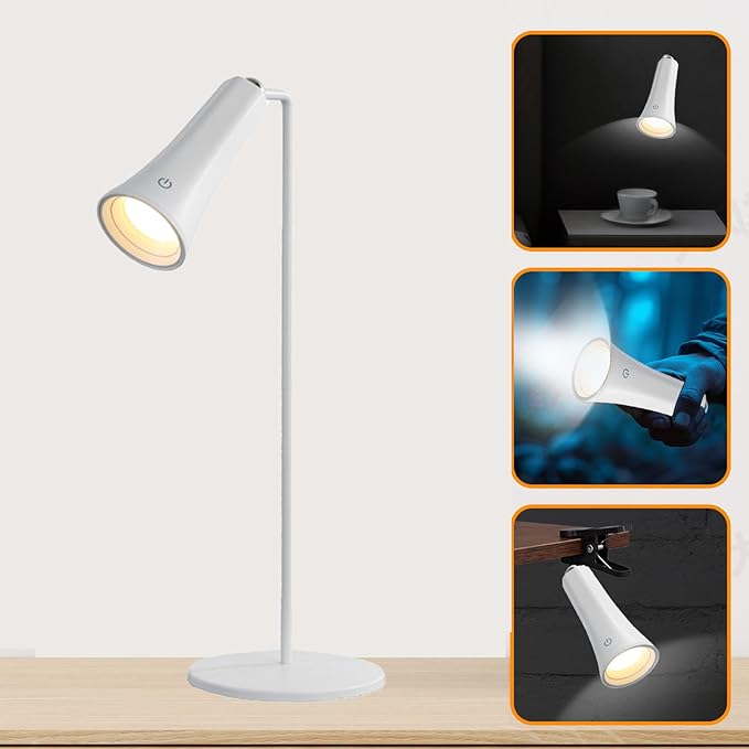 Rechargeable Desk Lamps, LED Table Lamp with 3 Brightness Levels,Removable Flashlight,Emergency power bank,Outdoor Desk Lamps/360° Rotation Reading Light for Restaurant/Indoor/Outdoor.
