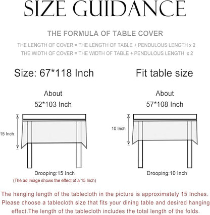 patdrea Designer French Linen Extra Long Tablecloth for Rectangle Table,Vintage Red Floral Tablecloths,Table Cover for Kitchen Dining,Tea Party,Christmas,Thanksgiving,Holiday,67"x118"-Newmari