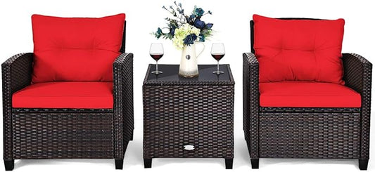 3 PCS Patio Furniture Set, OneSize, Red
