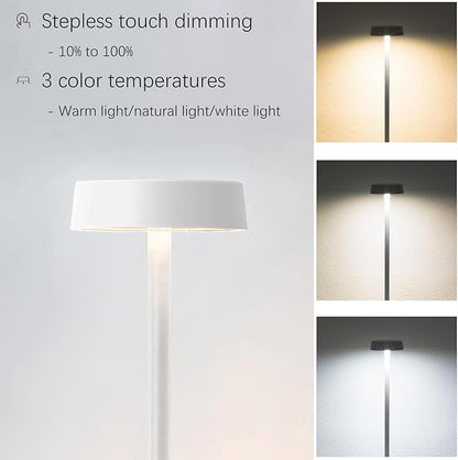 2 Pack Cordless Table Lamp Rechargeable Outdoor Waterproof Portable Battery Operated LED Table Light - for Home Restaurant Desk Bar Patio Kitchen Dinning Party (White)