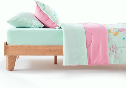 SLEEP ZONE 3 Pieces Comforter Set, Breathable & Super Soft All Season Kids Comforter Set, Cartoon Design for Children, Girls, Easy Care, Washable (Mermaid Princess, Full/Queen)