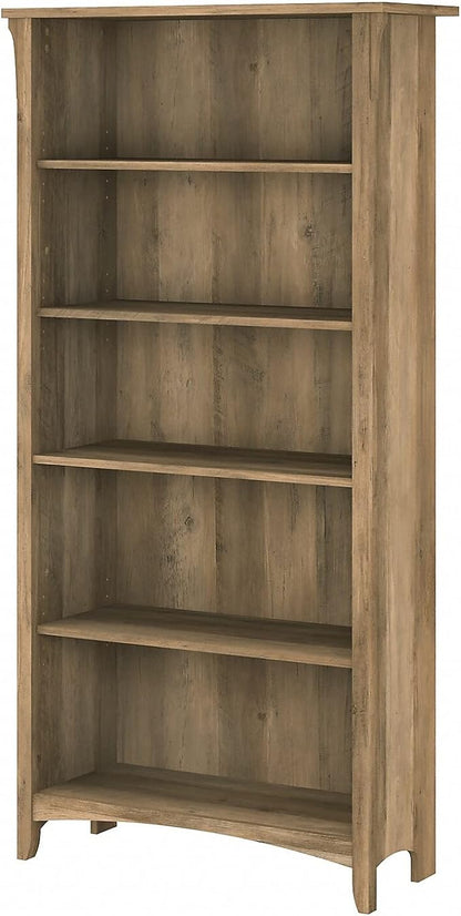 Bush Furniture Salinas Tall 5 Shelf Bookcase in Reclaimed Pine