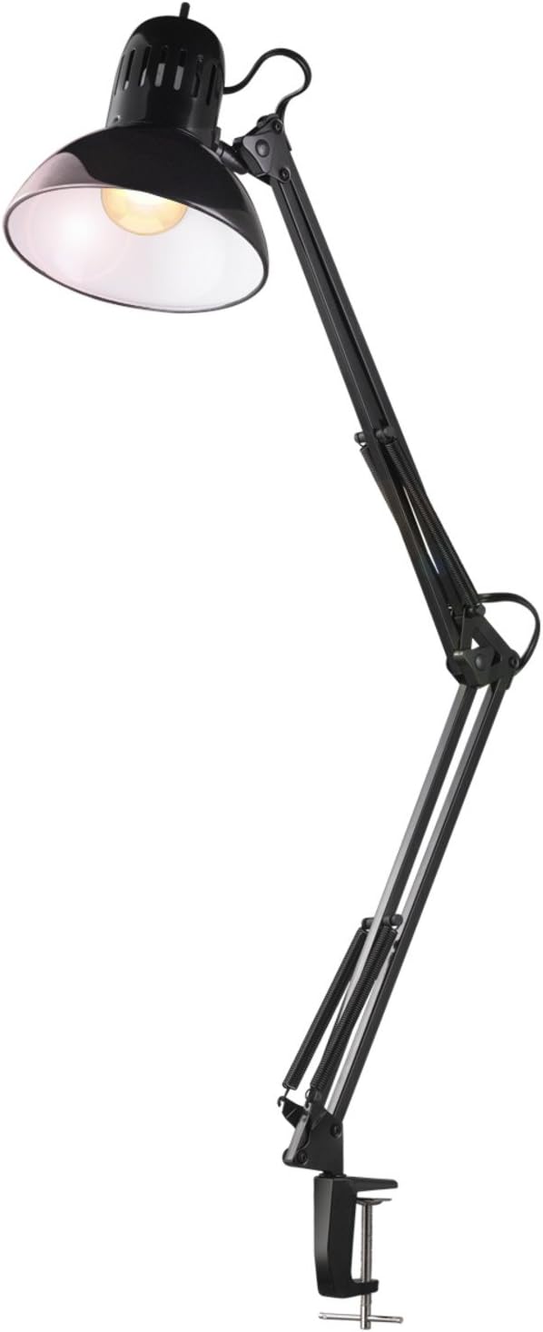 Globe Electric 12641 Architect 32" Swing-Arm Clamp-On Lamp, Black Architect, Finish, LED Bulb Included