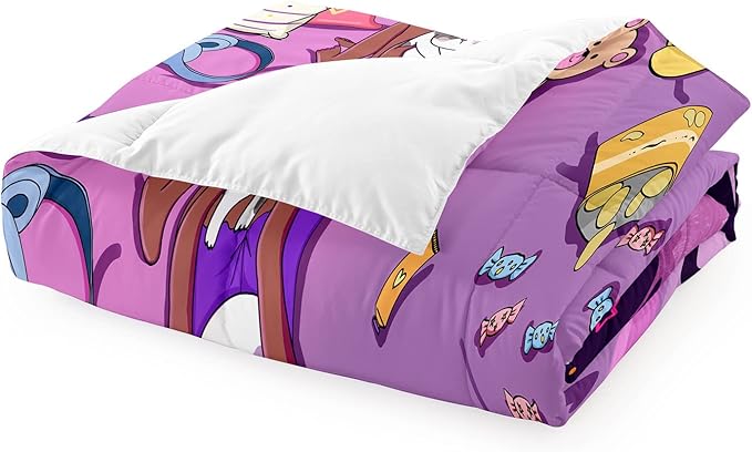 Cute African American Girls Comforter Set for Girls Room Pink Twin Comforter Set for Girls 2 Piece Afro Black Girls Bedding Set with 1 Pillowcase Snacks Bear Girls Quilt, Twin Size