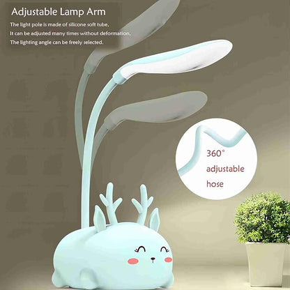 Kids Lamp, Cute LED Desk Lamp for Kids, Mini Animal Night Light, USB Rechargeable Flexible Cartoon Lamp Eye-Care Lighting for Bedroom (Deer B, Pink)