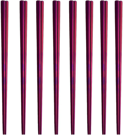 Stainless Steel Chopsticks,Reusable ,Dishwasher Safe , Easy to Use（8 PCS,purple）