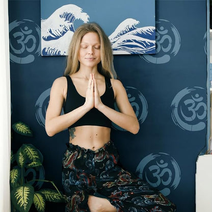 FINGERINSPIRE Om Symbol Stencil with Paint Brush 11.8x11.8 inch Yoga Zen Circle Pattern Template Yoga Om Symbols Craft Stencil for Painting on Wall Wood Floor Tile Canvas Fabric Furniture