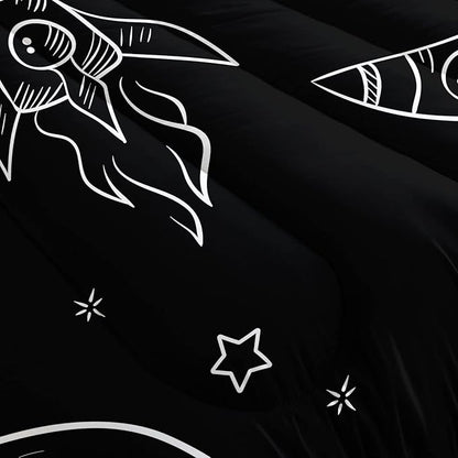Datura home Kids Space Astronaut Comforter Set for Boys Kids Children,Galaxy Space Ship Astronaut Rocket Printed Bedding Set with 1 Comforter and 2 Pillowcases(Space Galaxy Twin), Twin 68x86inches