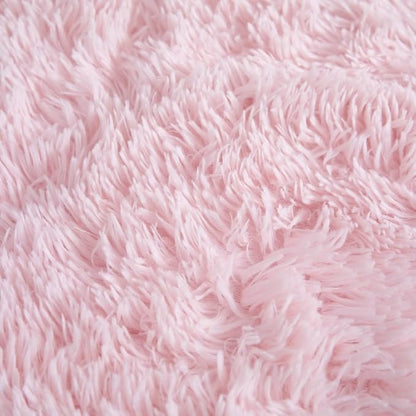 Faux Fur Kids Girls Light Pink Comforter Sets King - 3PC Bed Set Warm Comfortable Soft Plush Flannel Velvet Fluffy Fuzzy Bedding（Comforter x 1 Pillowcases x 2）