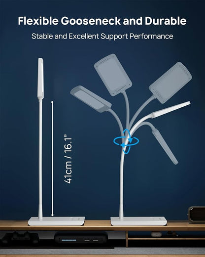 TROND LED Desk Lamp for Home Office, 3 Color Modes 7 Brightness, Dimmable Table Lamp, Eye Caring Reading Light, Gooseneck, Touch Control, 900LM Bright Desk Light for Study Task Dorm Room Essentials