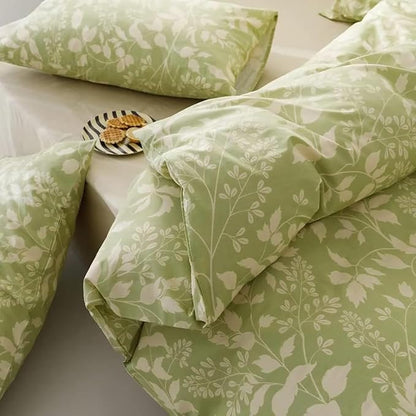 Green Botanical Comforter Set Cal King Sage Green Floral Comforter Cotton Women Girls Matcha Green Floral Plant Bohemian Sage Green Blanket Rustic Leaf Blossom California King Bed Comforter