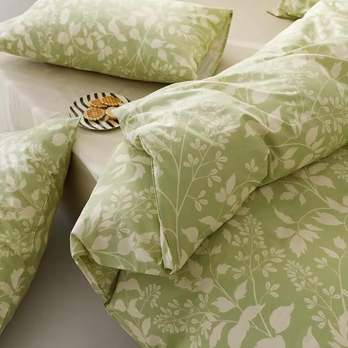 Green Botanical Comforter Set Queen Sage Floral Comforter Women Girls Matcha Green Floral Plant Quilts Garden Bohemian Sage Green Blanket Rustic Leaf Blossom Queen Bed Comforter Queen