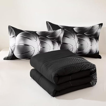Basketball Comforter Set Queen Size for Boys Kids Teens All Season Sports Theme Basketball Bedding Sets Teenage Bedrooom Bed Set 3 Pieces with Pillowcases,