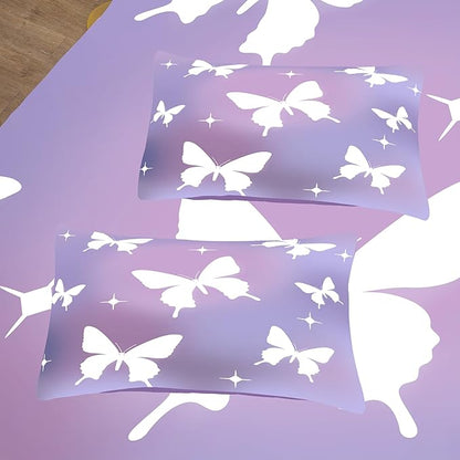 Tailor Shop Butterfly Comforter Sets Full Size,Purple Butterfly Bedding Sets for Girls Kids Teens with 2 Pillowcase…