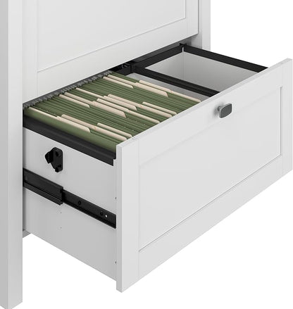 Bush Furniture Broadview 2 Drawer Lateral File Cabinet in Pure White