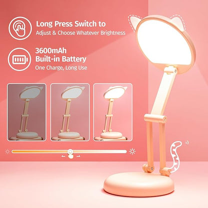 Cute Desk Lamp Foldable & Portable Lamp, Rechargeable+9 Brightness Pink Desk Lamp Kawaii Room Decor,Cute Lamp Kawaii Lamp Kawaii Desk Accessories,Pink Desk Lamp Cute Lamp Kawaii Room Decor Kawaii Lamp