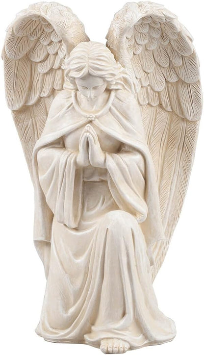 Fox Valley Traders Aoboco White Resin Angel Statue - Religious Garden Statue Remembrance Memorial Guardian Angel – 16 inch