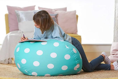 Aubliss Stuffed Animal Bean Bag Storage Chair, Beanbag Covers Only for Organizing Plush Toys, Turns into Bean Bag Seat for Kids When Filled, X-Large 48"-Canvas Dot Light aqua