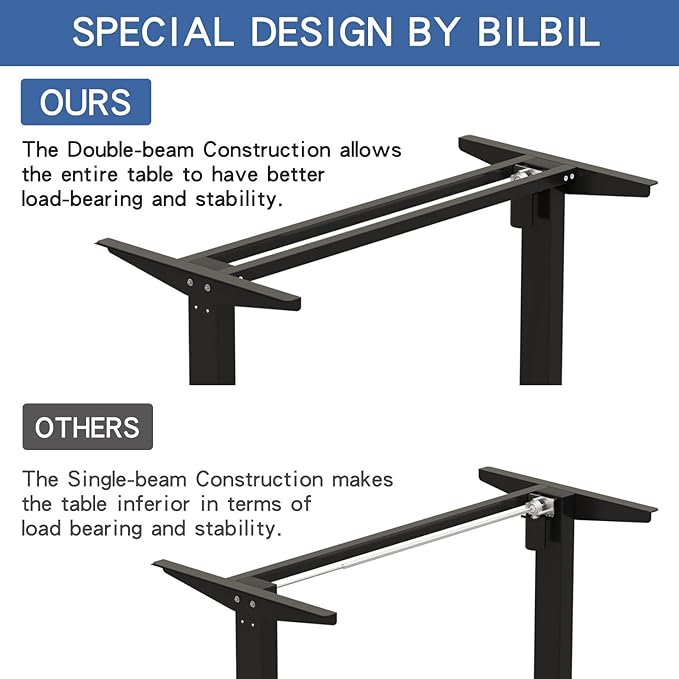 Adjustable Height Electric Standing Desk - 63 x 30 Inch Sit Stand Computer Desk with Splice Board, Stand Up Desk Table for Home Office, Black Frame/Black and Rustic Brown Top