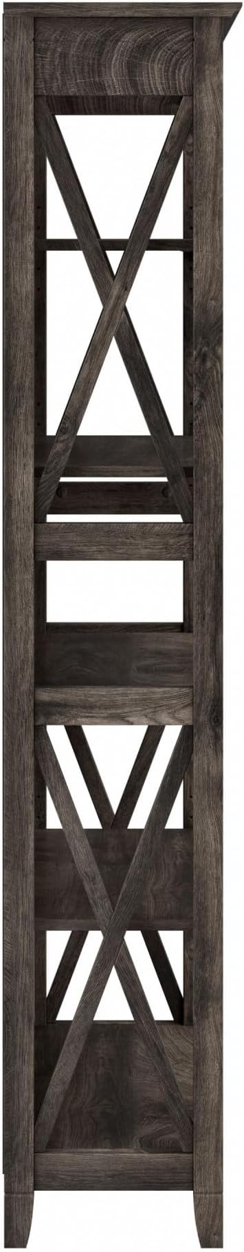 Bush Furniture Key West Tall 5 Shelf Bookcase in Dark Gray Hickory