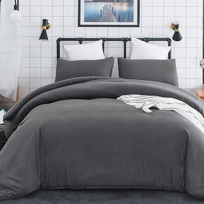 Grey Comforter Set Twin Pure Dark Gray Beddig Set for Kids Teens Adult Solid Gray Color Bedding Set Lightweight Durable Gray Blanket Quilts Set