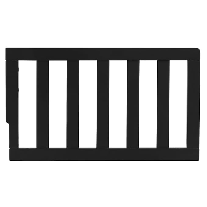 Convertible Crib Toddler Guard Rail in Matte Black Vintage, Converts Cribs to Toddler Beds, Solid Wood Construction