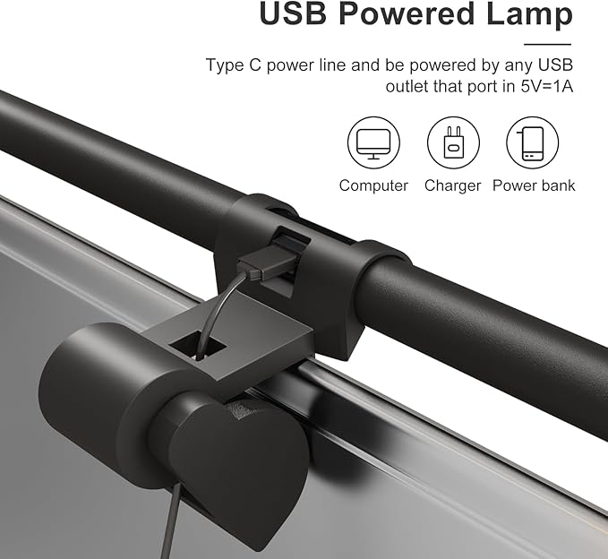 Induction Monitor Light with Sensor, Monitor Light Desk Lamp with Touch and Sensor Control, No Screen Glare Dimmable Monitor Lamp Computer Light Bar for Screen/Home/Office