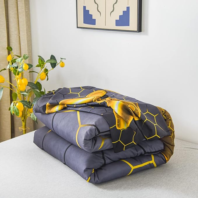 NTBED Gold Game Console Comforter Set Queen for Boys Girls Kids 3D Gaming Geometric Lightweight Microfiber Bedding Sets