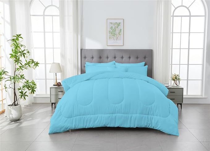 3 Piece Solid Color All Season Bedding Comforter Set Microfiber Soft Lightweight Bedding Set for Kids Teens Adults Room Decor with 1 Comforter and 2 Pillowcases Full