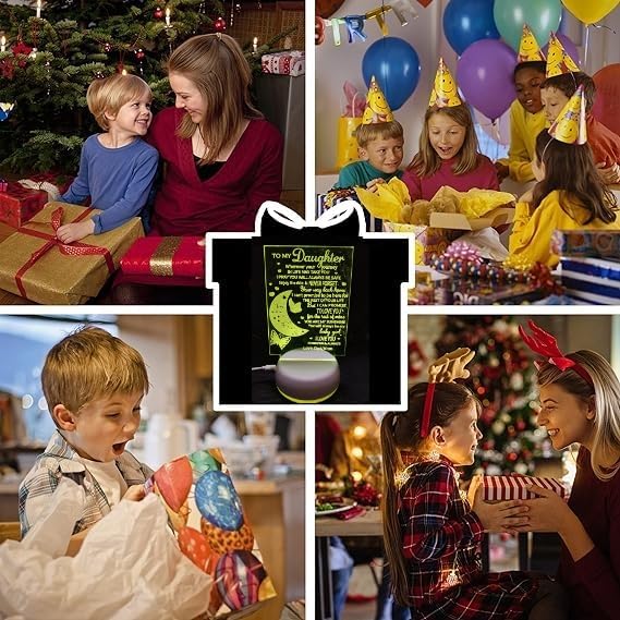 Creative Customized Moon Butterfly Birthday Gifts Bedside Lamp 3D Illusion Moon Night Lights USB LED Table Lamp Gifts for Daughter- 7 Colors Changing Christmas Gifts Arts lamp from Dad Mom
