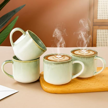 10 oz Ceramic Coffee Mugs Set of 4, Large Coffee Cups with Handles | Coffee Mug with Handles for Coffee, Tea, Cappuccino, Latte, Cocoa, Cereal, Mug Set Gift for Wedding, Microwave Safe