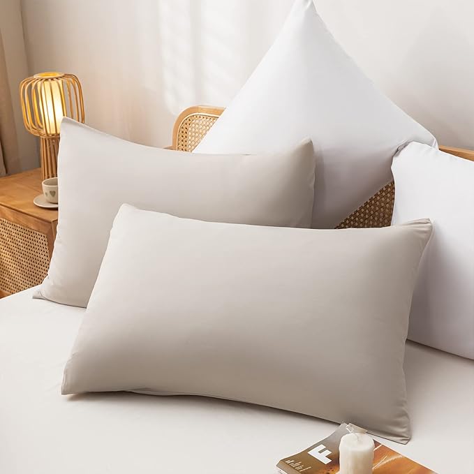 Twin Size Comforter Sets Solid Color 2PCS Boho Beige Bed Comforter Set Tannish Grey Soft Lightweight Microfiber Kids Bedding Set for All Season (1 Comforter, 1 Pillowcase)