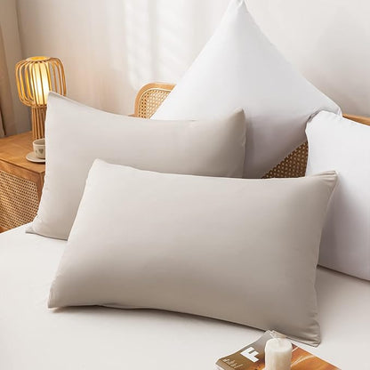 Twin Size Comforter Sets Solid Color 2PCS Boho Beige Bed Comforter Set Tannish Grey Soft Lightweight Microfiber Kids Bedding Set for All Season (1 Comforter, 1 Pillowcase)