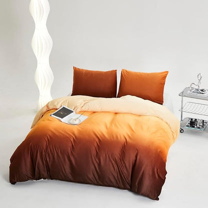 Wellboo Orange Gradient Comforter Sets Full Yellow and Orange Velvet Bedding Comforters Women Modern Plain Orange Brown Flannel Quilts Farmhouse Abstract Art Orange Plush Blanket Winter Fuzzy Bed