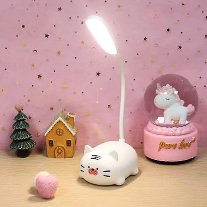 Kids Lamp, Cute LED Desk Lamp for Kids, Mini Animal Night Light, USB Rechargeable Flexible Cartoon Lamp Eye-Care Lighting for Bedroom (Tiger G, White)