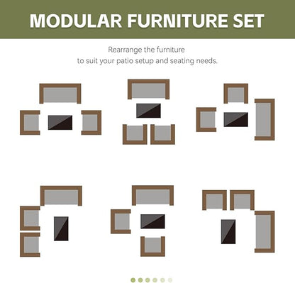 Patio Furniture Set 4 Pieces Conversation Sets Outdoor Wicker Rattan Chairs Garden Backyard Balcony Porch Poolside Loveseat with Soft Cushion and Tempered Glass Table(Brown/Grey)