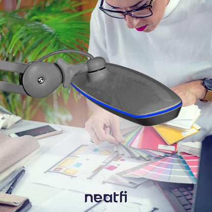 Neatfi XL 2,200 Lumens LED Task Lamp, 24W, 117 Pcs SMD LED, 23 Inches Ultra Wide Lamp, 4 Level Brightness Dimmable, Eye-Caring LED Lamp, Glare Free (Non-CCT with Clamp, Silver)